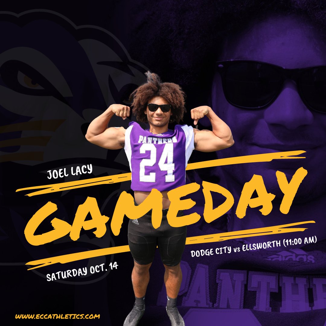 It's GAME DAY! Your Ellsworth Community College Panthers are ready to take on Dodge City at 11:00 AM! Let's fill the bleachers at Cadet Field and cheer our Panthers on to victory! 🏈

#1TEAM