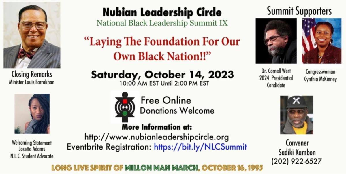 LouisFarrakhan's tweet photo. Brother Sadiki Kambon has invited me to deliver the closing remarks for this morning's Nubian Leadership Circle Summit IX.

Join us at 10am ET https://t.co/4mdzVB1yR4 https://t.co/HTKd4EBemd