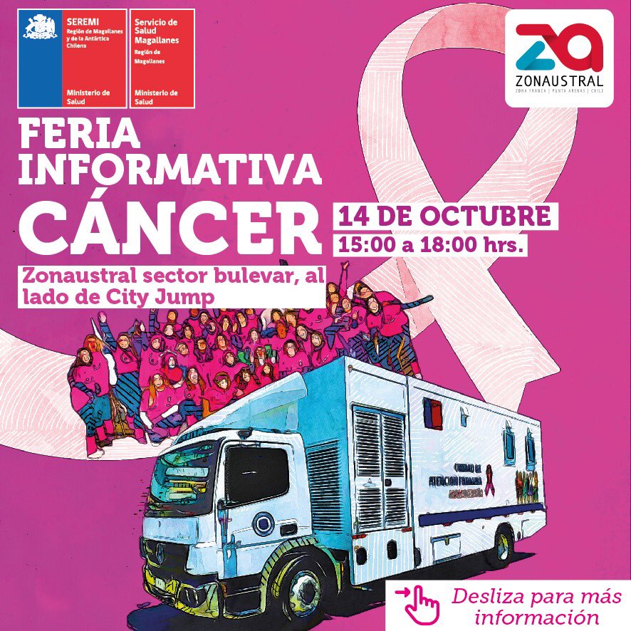 🔴Atención 📢📢📢 HOY, de 11 a 18 horas, nos encontraremos con nuestro mamógrafo móvil en estacionamiento #Bulevard <a href="/zonaustralzf/">Zonaustral</a> y a contar de las 15 horas en feria informativa junto a <a href="/SeremiSalud_XII/">SEREMI de Salud Magallanes</a> Agrupación Pacientes Oncológicos y área salud <a href="/CORMUPA/">CORMUPA</a> con toma de #PAP