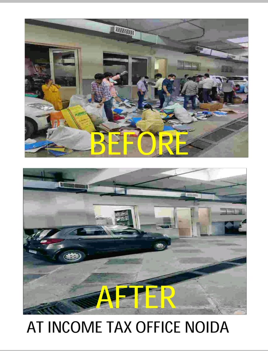 IncomeTaxUPWest's tweet photo. As part of #Specialcampaign3.0, weeding out of old records/ record management was done for various Income Tax Offices in UP. Here is a glimpse of the outcomes in office at Noida. #GarbageFreeIndia #SHS2023 @FinMinIndia #SwachhataHiSeva2023 #SwachhaBharat https://t.co/GhtXCTlBob