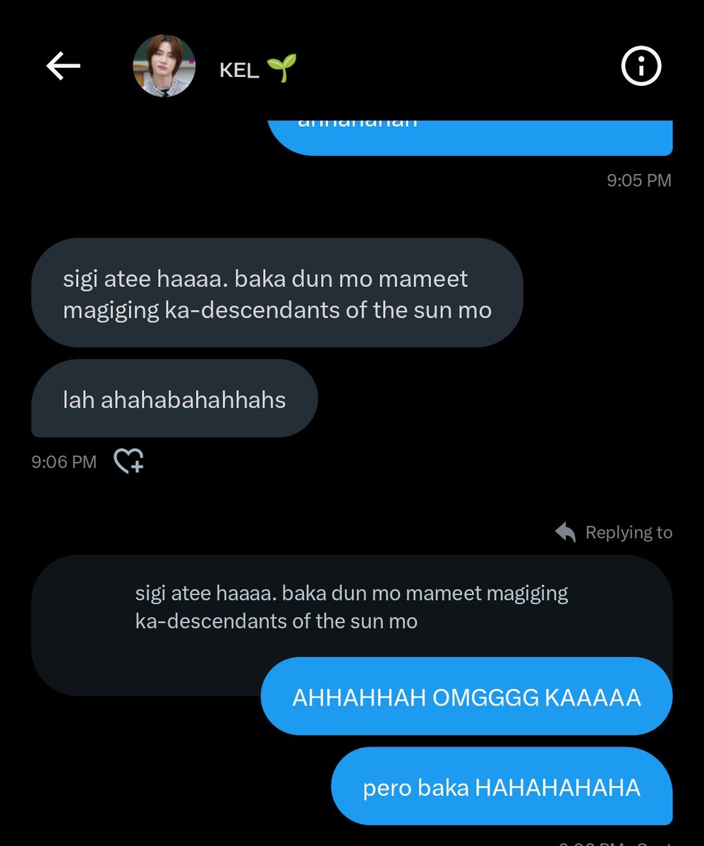 bskshhhh's tweet photo. yan gusto ko sayo ee @thecaratine 🫵😁

'bat ka pumasok dito?'
'hinahanap ko po ung ka-descendants of the sun ko.'

HAHAHAHHAHA https://t.co/fpkk8ZEg55