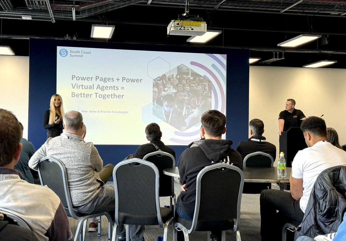 kettukari's tweet image. AI powered chatbot and a new website in 45 minutes! Bold promise by @kristinekk94 and Alex Jones at @M365Summit 🤓

#SCS2023 #SouthCoastSummit2023 #PowerPages #PowerVirtualAgents #PowerPlatform