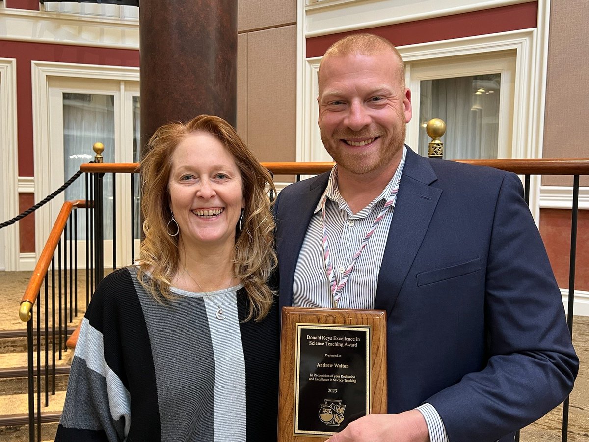 I was honored this past week to receive the Keys Excellence in Science Teaching Award for <a href="/TeachPASci/">Pennsylvania Science Teachers Association (PSTA)</a> . Picture here with my <a href="/shippensburgU/">Shippensburg University</a> professor <a href="/caroyce/">Christine Anne Royce, Ed.D.</a> who helped get me going on this path! Thank you to everyone for all the support!