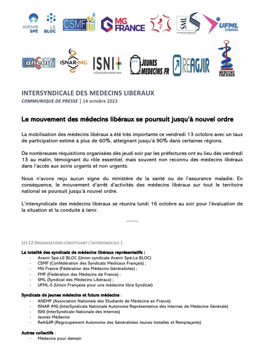 #grève #médecins le mouvement se poursuit !