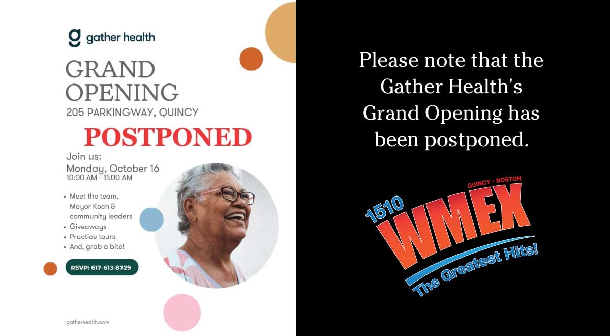 Postponed: Gather Health’s Grand Opening originally scheduled for this coming Monday, October 16th has been postponed. Additional information about a future date and time for this event to come! wmexboston.com/talk-music-rad…