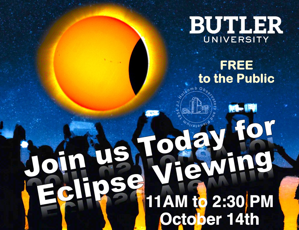 WE WILL BE OPEN TODAY!   Join us for Partial Solar Eclipse Viewing Party from 11AM-2:30PM. Hoping for a few breaks in the clouds.  *Note we can't see through the clouds with telescopes.*. Eclipse glasses will be available for purchase throughout the event, priced at just $2 each.