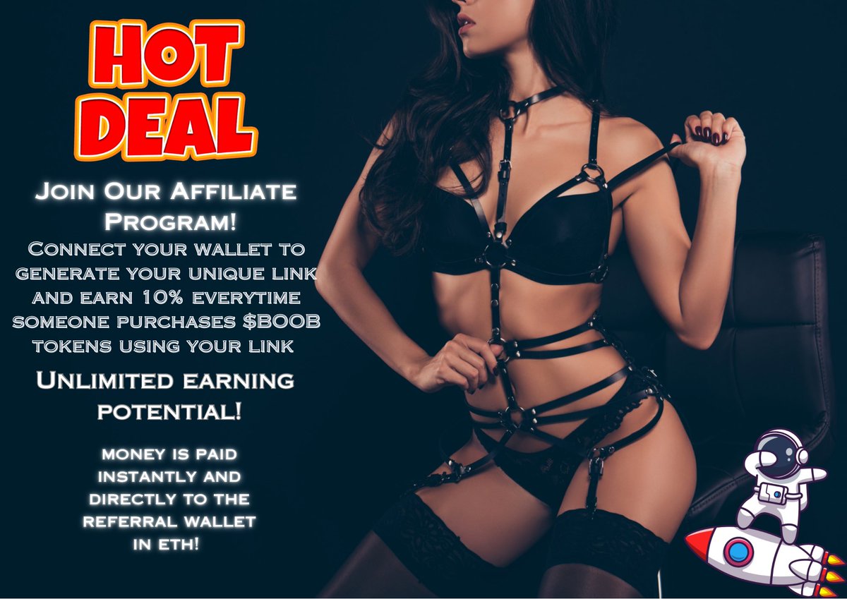 CoinBoobies's tweet photo. Join our affiliate marketing program!

As soon as someone purchases $BOOB tokens using your link, 10% is immediately sent to your wallet!

#COMPETITION #AffiliateMarketing #web3 #blockchain #1000XGEM https://t.co/RNXEdKLWCC