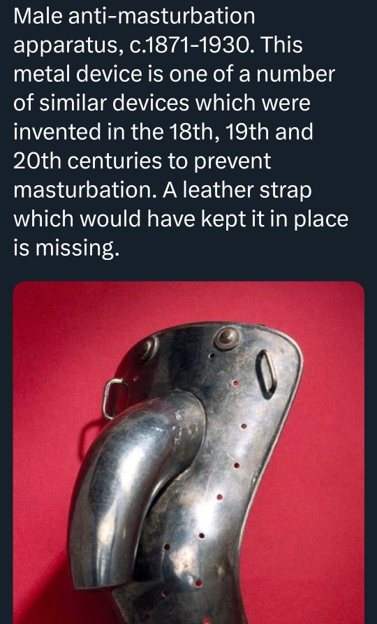 TalezDa's tweet image. This is what they used back in the day to prevent masturbation. Today they just show young boys pics of @Billybobwalter1 's mom
