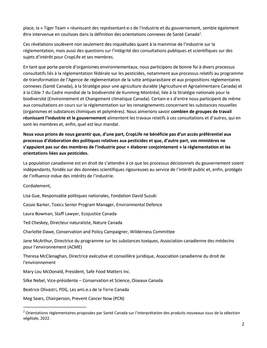 ThomasGerbet's tweet photo. Voici une lettre envoyée par 11 groupes à des ministres fédéraux pour dénoncer la mainmise des lobbyistes de l'industrie agrochimique dans l'élaboration des politiques publiques. Ça fait suite aux révélations de Radio-Canada sur la «Tiger Team» https://t.co/YPMlZstcxz #polcan https://t.co/lg9EptBLPJ