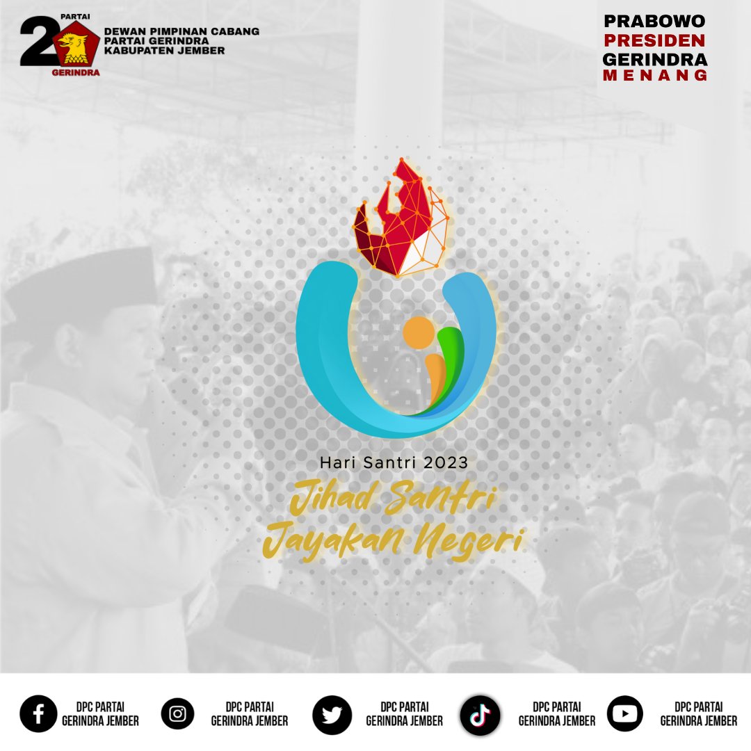 Jember_Gerindra's tweet photo. Santri Nasional adalah  pelajar pewaris agama, beriktiar tekun dan penuh dedikasi. Santri sangat berperan  dalam pembangunan nasional dan pemimpin, jangan mau diadu domba.

Selamat memperingati hari santri
Jihat santri jayakan negeri https://t.co/fRDFFYqLMh
