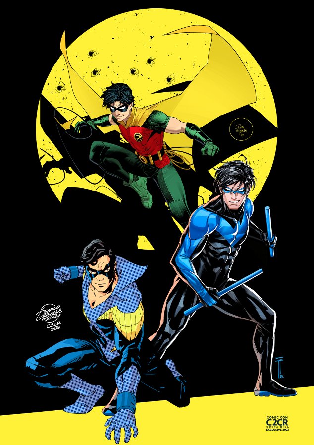 Dick Grayson como Robin e Asa Noturna por Dan Mora, Geraldo Borges e Serg Acuña.