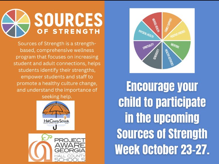 HallCoSSWs's tweet image. Get excited!! Sources of Strength week is here!! Oct 23-27! We encourage all our students to participate in the unique activities at their school! @Hall_Schools 
#whatsyoursourceofstrength #sourcesofstrength #connection #strength #empowerment #positivity #schoolculture
