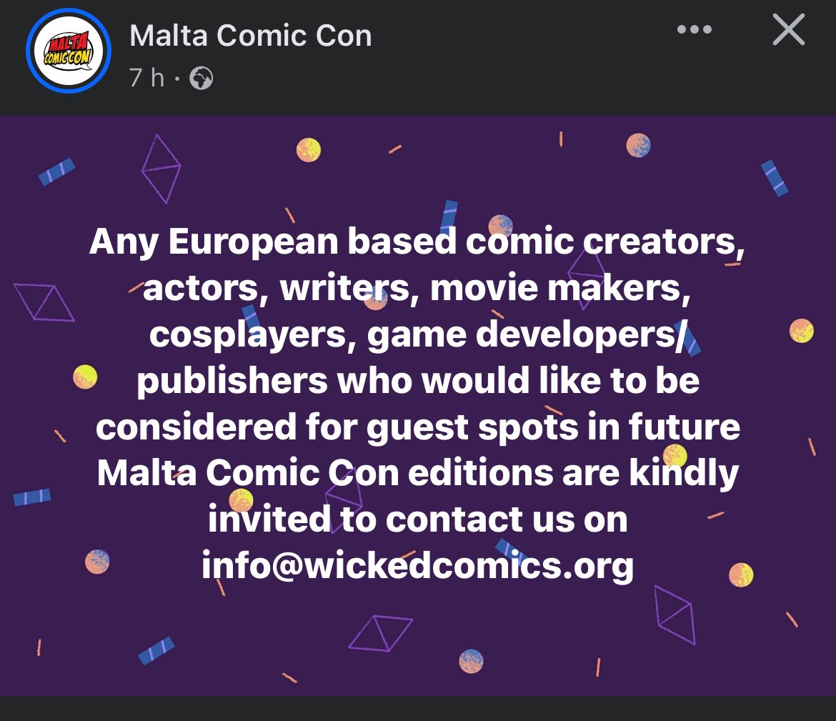 Maybe any gamedev folks who I know are interested? ⁦<a href="/MaltaComicCon/">Malta Comic Con</a>⁩ are looking for guest spots for future comic cons! Game dev needs more exposure here in Malta 😁