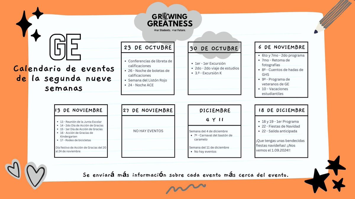 We’ve got quite a bit going until the 2nd nine weeks at Gonzales Elementary! 
#GrowingGreatness
#OurStudentsOurFuture