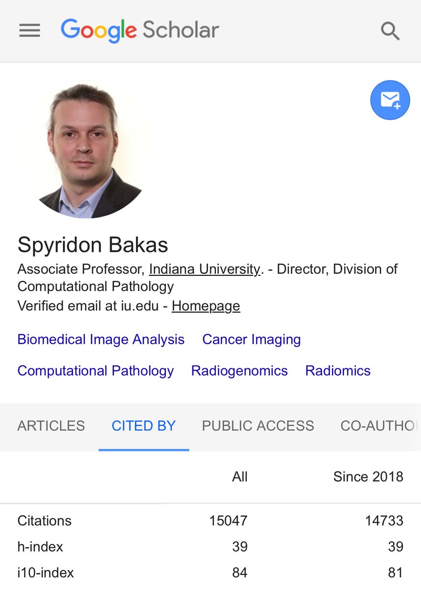 Spyridon Bakas (@spyridonbakas) on Twitter photo Excited to see my #citations cross 15K!🥳
<2mts in my <a href="/IUMedSchool/">IU School of Medicine</a> role
Significant to me, as I placed this milestone when fresh off my #PhD, with <a href="/MakrisProf/">Dimitrios Makris</a>, I joined <a href="/chrisdav66/">Christos Davatzikos</a>'s group in 2014 looking at his ~15K citations at the time with awe!
Thanks to every contributor!🙏 Excited to see my #citations cross 15K!🥳
<2mts in my <a href="/IUMedSchool/">IU School of Medicine</a> role
Significant to me, as I placed this milestone when fresh off my #PhD, with <a href="/MakrisProf/">Dimitrios Makris</a>, I joined <a href="/chrisdav66/">Christos Davatzikos</a>'s group in 2014 looking at his ~15K citations at the time with awe!
Thanks to every contributor!🙏