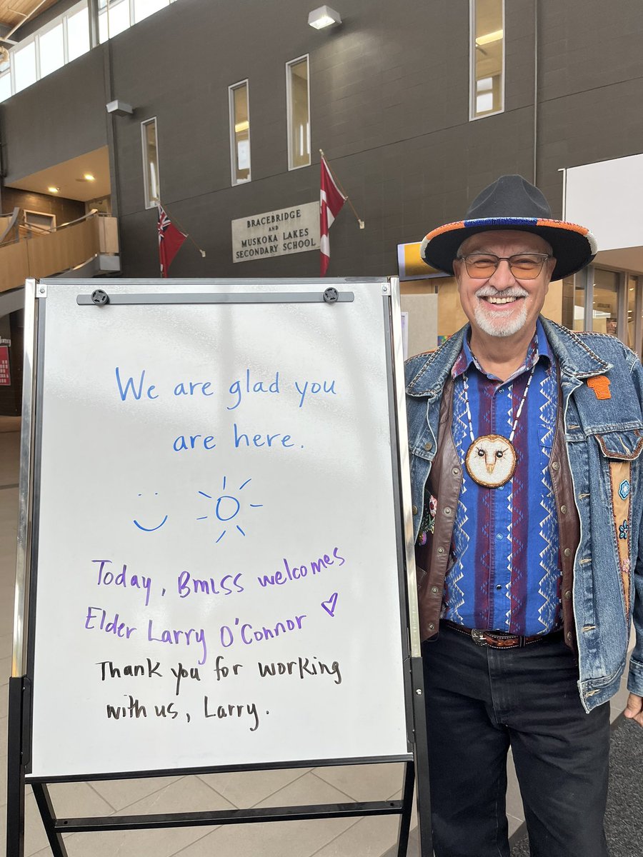 A warm welcome for Knowledge Holder Larry O’Connor. <a href="/infobml/">BMLSS</a> Chi-Miigwech! #BuildingRelationships <a href="/TLDSB/">TLDSB</a> <a href="/TLDSB_FNIM/">TLDSB_FNIM</a>