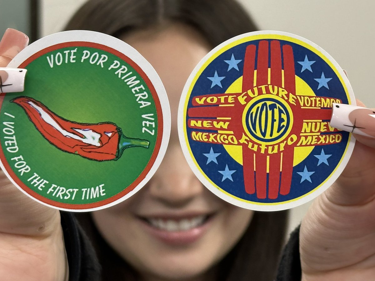 SantaFeCoClerk's tweet photo. If you’re a first-time or future voter, you’ll get one of these cool stickers when you show up to the polls! #FutureVoter #FirstTimeVoter #RLE2023 https://t.co/gsCZ4TJkQT