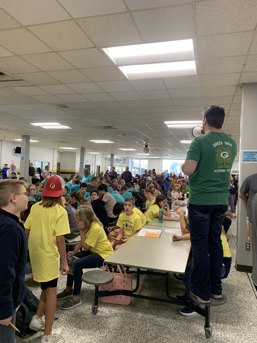 smithd24's tweet photo. @GreenWavePride Mr.Hoover and the GHS academic team hosting one of the largest middle school quiz bowls with  48 middle school teams from across the south. https://t.co/zXbFYuVLqZ