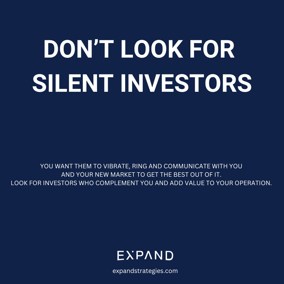 Don't look for silent investors!
Upgrade your strategy before you target the right investors; #yallaexpand expandstrategies.com
