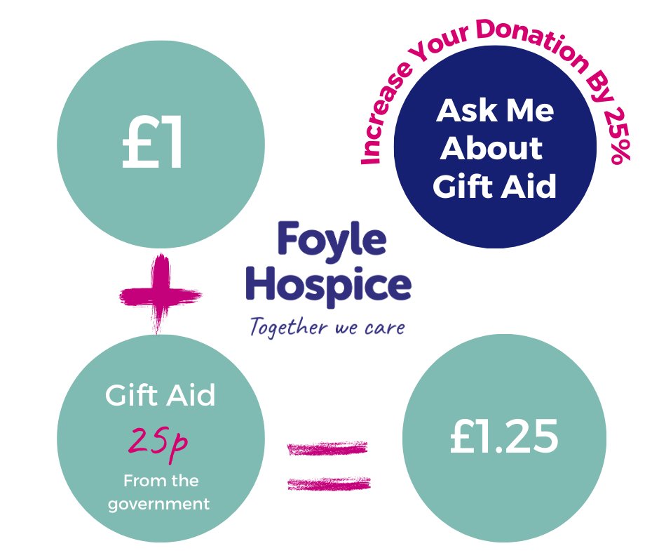 Ask me about Gift Aid.

One easy thing you can do to help your local Hospice is Gift Aid.  When you tick the Gift Aid box when making your donation, we receive an extra 25% of your donation and it costs you nothing extra but helps us a lot! 

#committocare