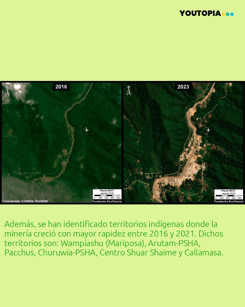 YoutopiaEcuador's tweet photo. 🫤Según el reporte de @F_EcoCiencia y @ACA_DC , la minería ya es una importante causa directa de deforestación en la Amazonía 👉 https://t.co/LoVpjcLEkV https://t.co/vyQcvQbctQ