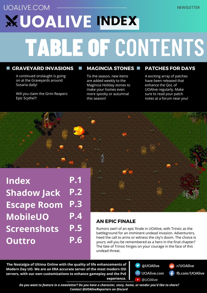 UOAlive's tweet photo. This weeks UOAlive Newsletter: Ultima Online on the Go with Mobile UO! - Join https://t.co/C0mnPOUMwa today, the #1 Populated PvM/PvE Ultima Online Server!
@pcgamer @GameSpot @PCMag
#uo #ultimaonline #mmo #MMORPG #halloween https://t.co/Nf2kqpCxPU