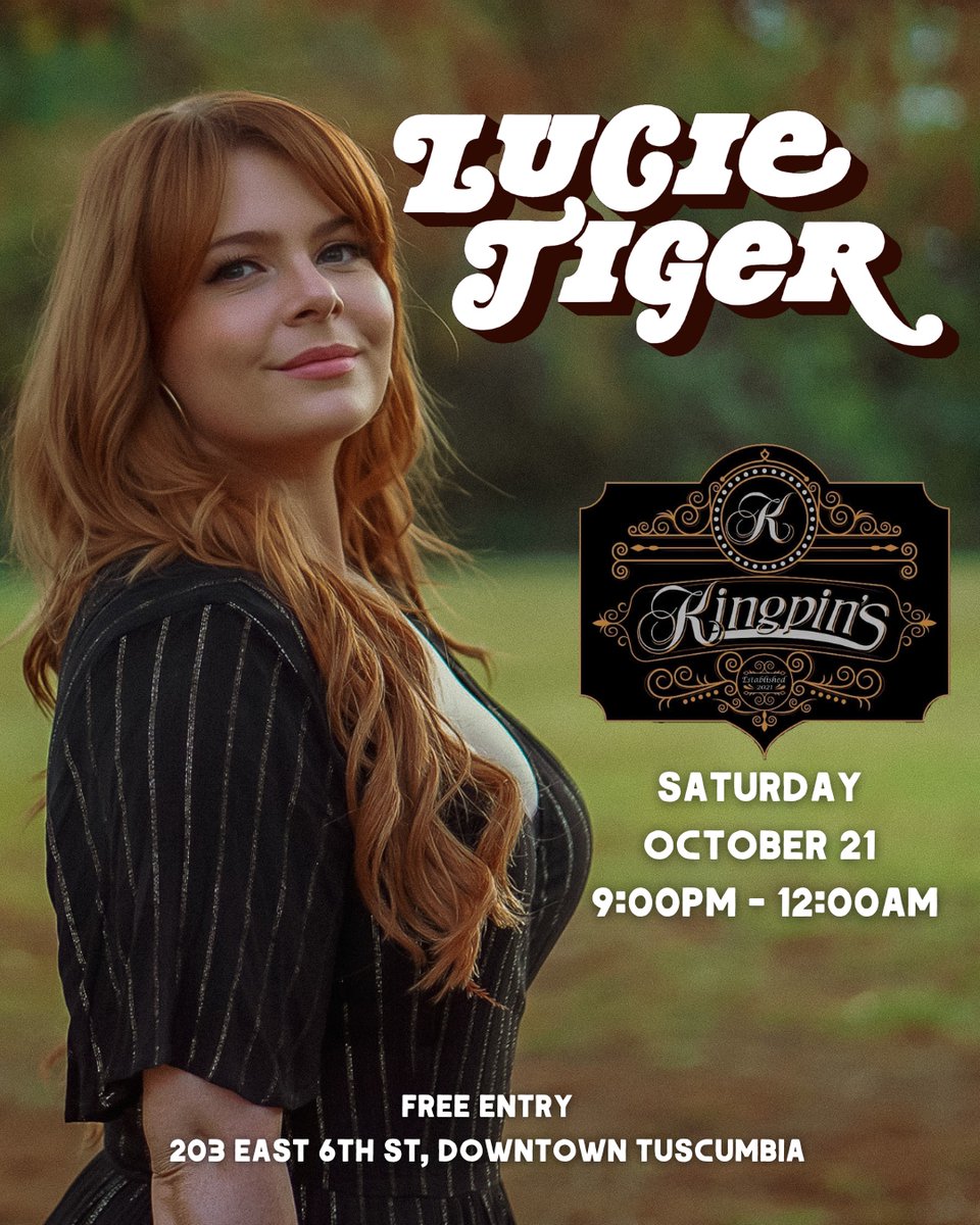 LucieTigerMusic's tweet image. How's this for good news this weekend?! Come down to Kingpin's in downtown Tuscumbia and I'll be playing from 9pm - 12am!