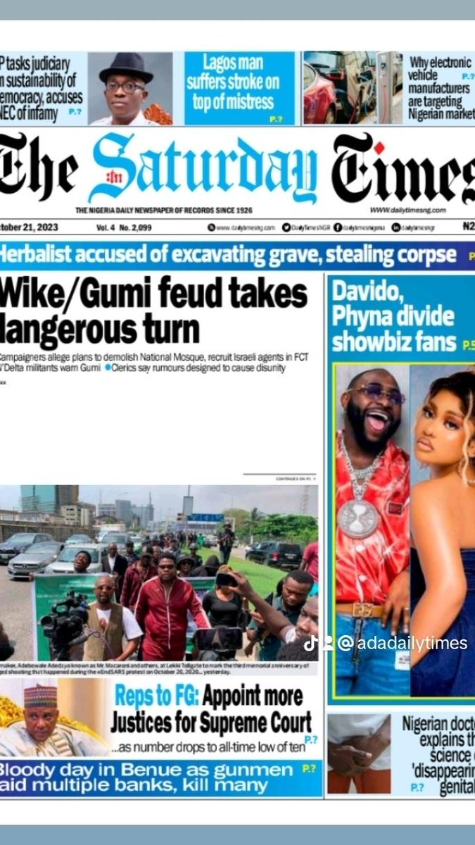 #CoverStories #DailyTimesNGR #newsfeed #NewsUpdate #HeadlineNews #EndSARS #newsstories #saturdaytimes