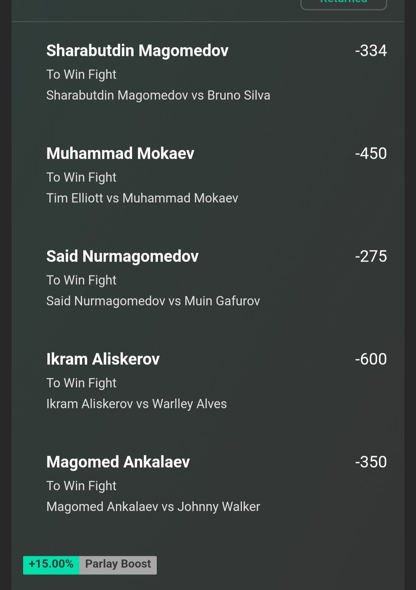 sandher1's tweet photo. God damn ! Magomed cut the payout was almost 5 for 5 #bets #UFC294 #mma #fight #ufc https://t.co/RMrWZue0hD