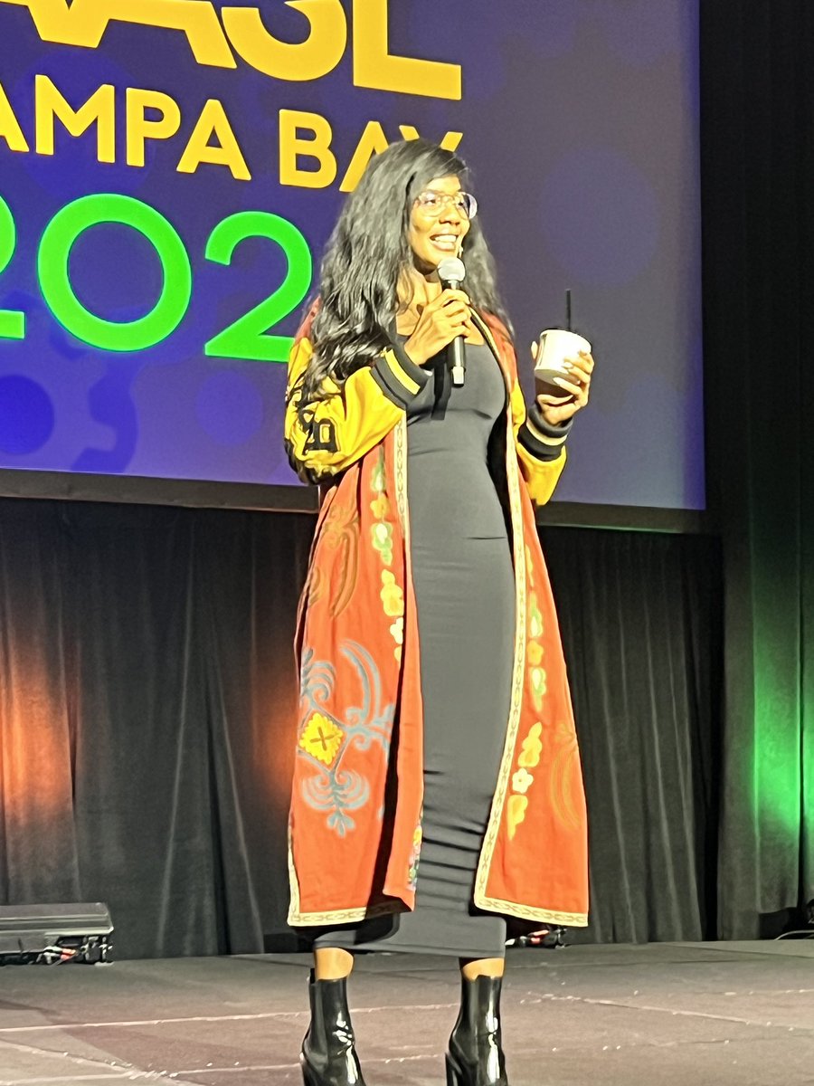 Go2TheLibrary's tweet image. #AASL23 conference guest speaker Nic Stone was amazing! Love hearing her speak, so real. 
And her jacket is phenomenal!
