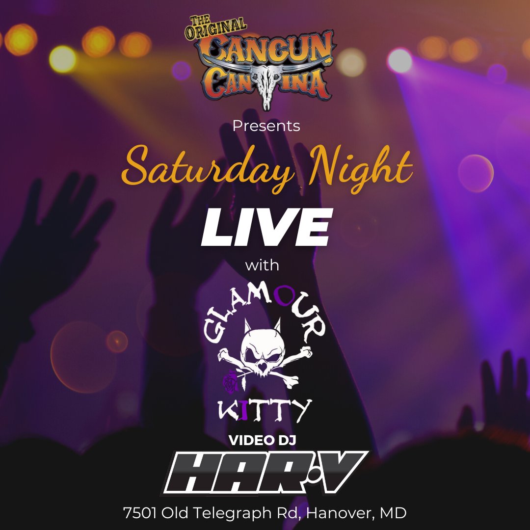DJ_HAR_V's tweet photo. 🎸🎉 Tonight!  Glamour Kitty Live on Stage! 🌟 They'll be bringing the 80s hair metal vibes to Cancun Cantina

💃🕺 DJ Har-V will be keeping the energy high during the band breaks, playing all your favorite music videos. 🎶🎥

#GlamourKitty #DJHarV #CancunCantina #80sHairMetal https://t.co/w2680TYFqF