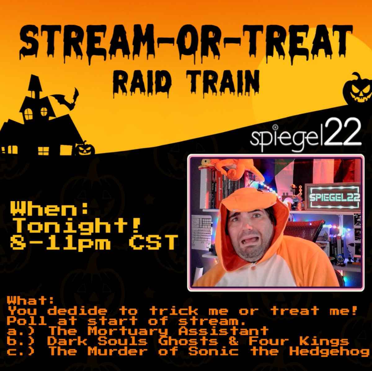 NewSpectrum's tweet photo. Friends and fools, ghosts and ghouls
Come join me tonight (5.5 hours from now!) for much fun and quite a fright!!

https://t.co/rNkEoUaNRF https://t.co/sDqh3cjn38