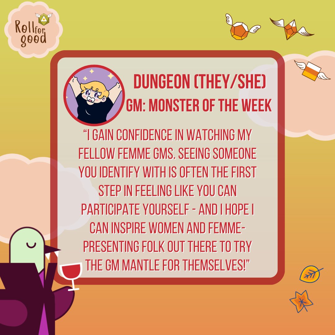 Roll For Good β TTRPGs For Charity (@rollforgood) on Twitter photo There've been wonderful beans on our stream and <a href="/DelvesDaily/">Dungeon Delves π²π¨</a> is no exception! As we're setting up for the Monster of the Week finale, Dungeon shares what it means to see women & femme folx at the head of the table.
Agree with this sentiment? Then head to twitch.tv/rollforgood There've been wonderful beans on our stream and <a href="/DelvesDaily/">Dungeon Delves π²π¨</a> is no exception! As we're setting up for the Monster of the Week finale, Dungeon shares what it means to see women & femme folx at the head of the table.
Agree with this sentiment? Then head to twitch.tv/rollforgood