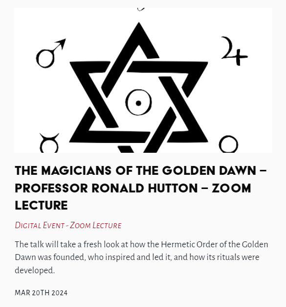 Tonight's Lecture - The Magicians of the Golden Dawn - Professor Ronald Hutton - Zoom Lecture #Magicians #GoldenDawn #RonaldHutton @TheLastTuesdayS thelasttuesdaysociety.org/event/the-magi…