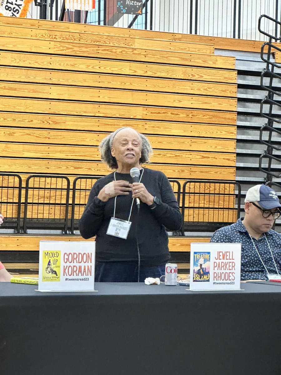 LibraryWildcats's tweet photo. I loved ๐ฅฐ the Itโs Not Our First Rodeo panel @tweensread Each of the authors @jewell_p_rhodes @gordonkorman @dsantat @JamieSumner fascinated us with their writing processes! #pisdreads #wildcatlibrary #tweensread2023 #middlegradefiction #middlegradeauthors #schoollibraries https://t.co/bHB1IVY8EM