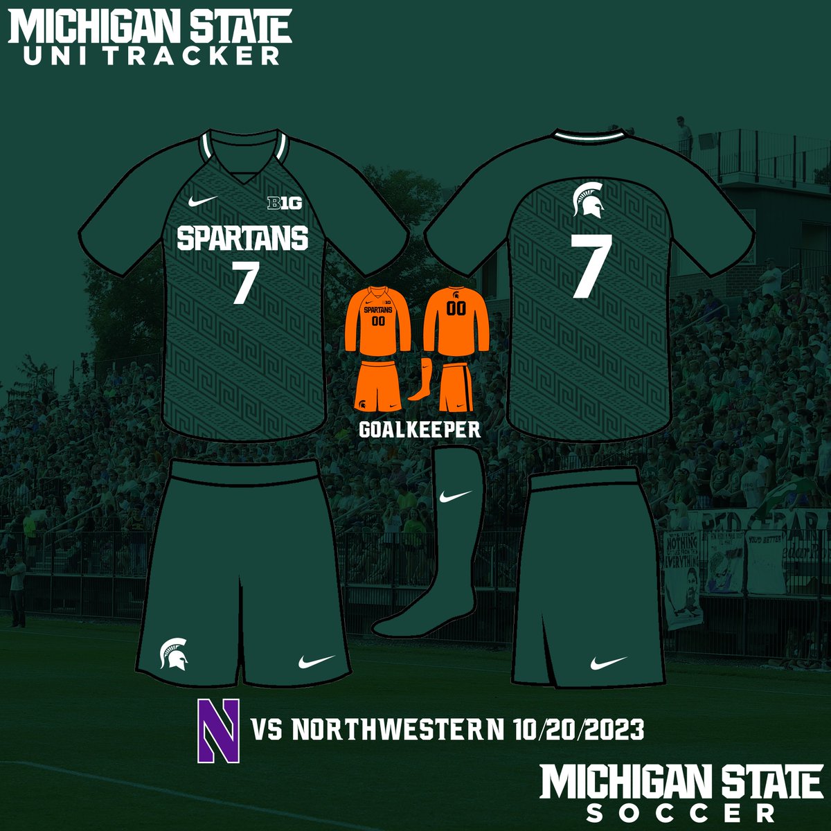 OnlyColorsUnis's tweet photo. Men's Soccer: Game 14 vs Northwestern

Top 25 B1G matchup on the road and Sparty wore green for the win!

Record: 7-0-6 (3-0-4 B1G)
Record in Jersey: 4-0-0

#GoGreen #DefendDeMartin https://t.co/jHsLdfhBTB
