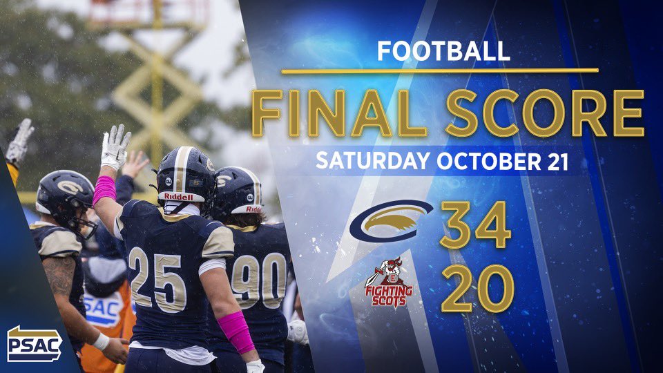 GOLDEN EAGLES WIN❕❕

Clarion: 34
Edinboro: 20 

#WingsUp 🦅