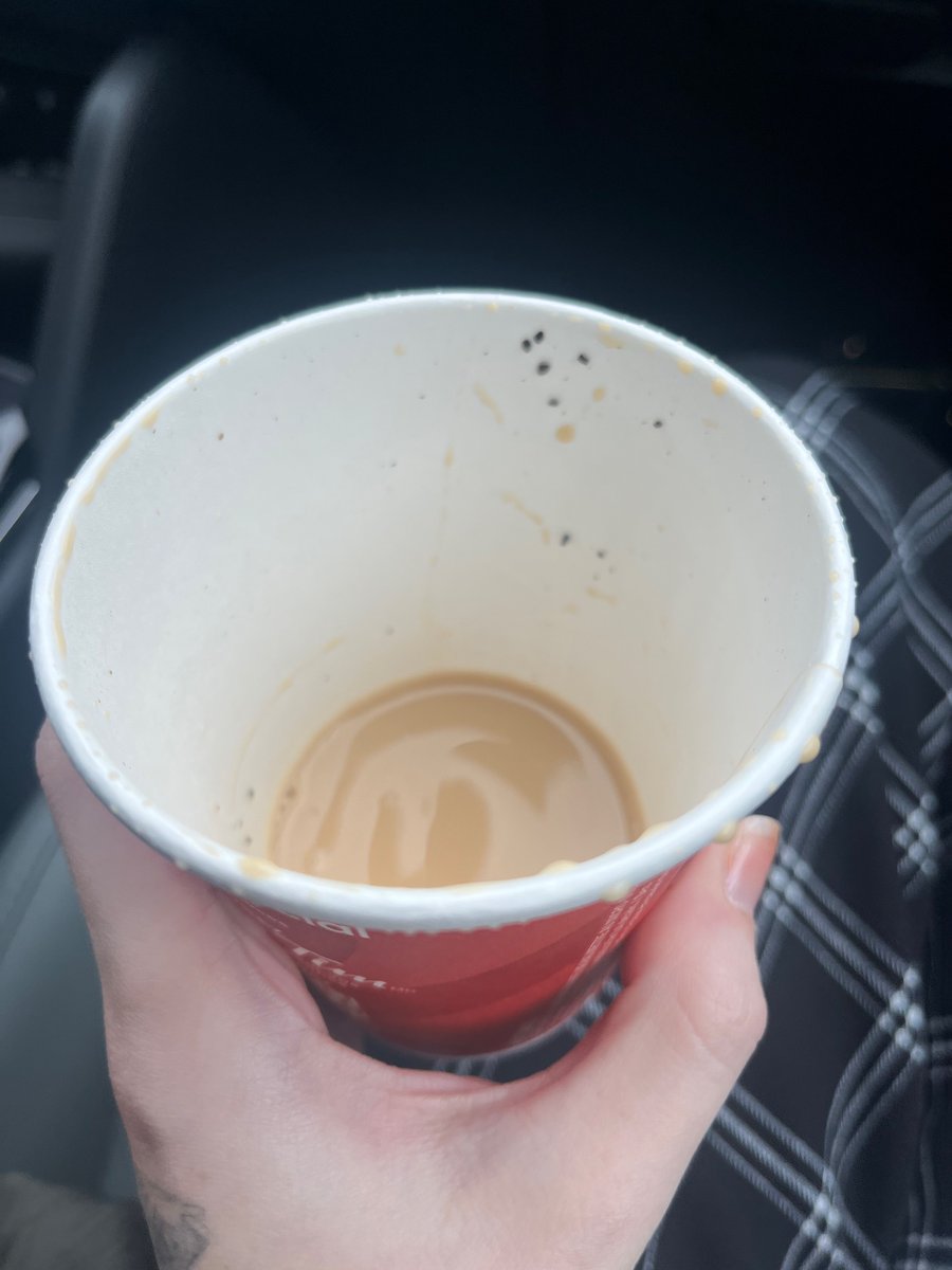 knottysimmer's tweet photo. Nothing like taking your last sip of coffee only to get a mouthful of coffee grounds 🙃🤮@TimHortons https://t.co/JboeIas6Nf