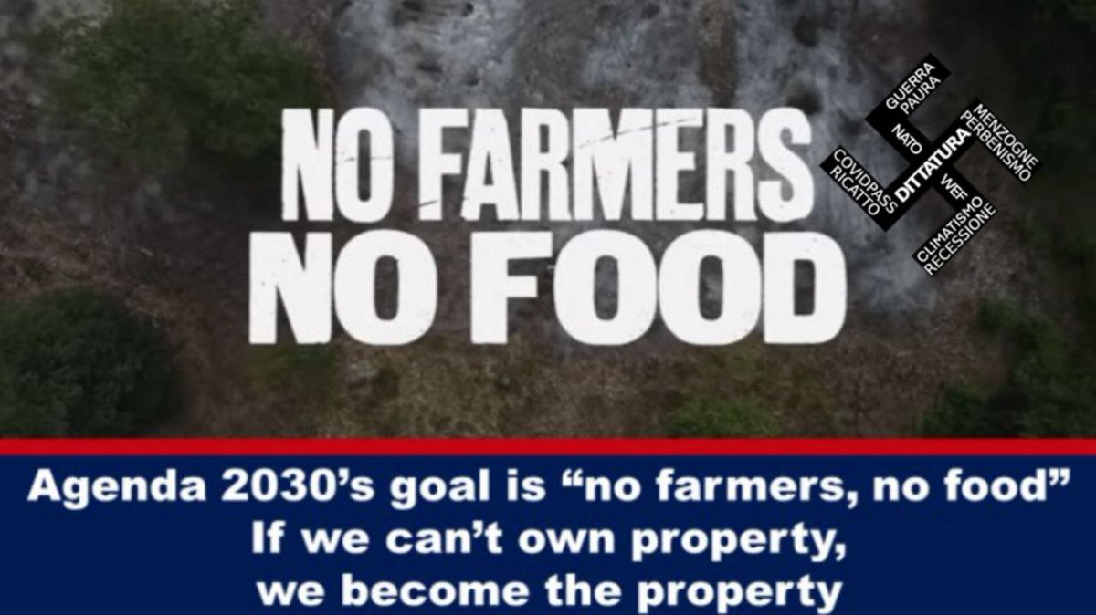 I N@ZICOM DEL WEF/NWO VOGLIONO IL MONOPOLIO ASSOLUTO DEL CIBO X TOGLIERCI INDIPENDENZA ALIMENTARE. IMPONGONO LEGGI X IMPEDIRE DI COLTIVARE E ALLEVARE.
CREANO LA CRISI ALIMENTARE X IMPORRE IL LORO CIBO TOSSICO, ARTIFICIALE, BREVETTATO E CON INSETTI. ViVi LIBERO E LOTTA ORA 
#V_V .