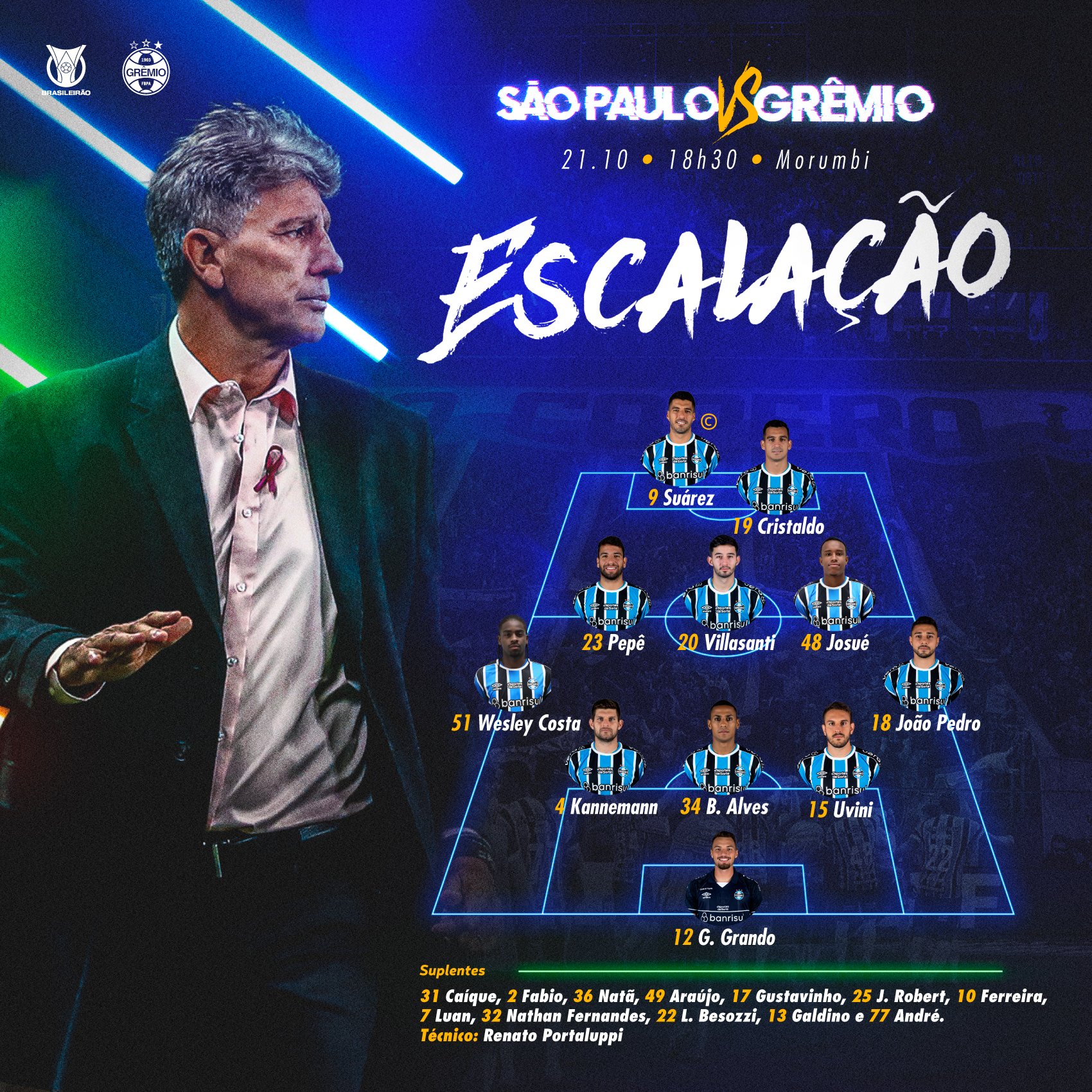 Tricolor escalado para o jogo contra o São Paulo!