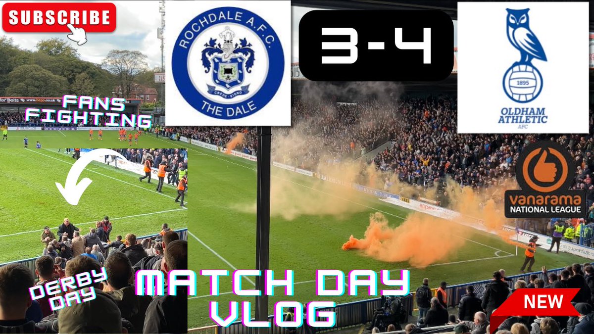 Match day vlog is now live 📺 Derby day delight for Oldham Athletic Incredible game for the neutral. @officiallydale 3-4 @OfficialOAFC Give it a watch and retweet youtu.be/LGyMHVhHjVg?si… #oafc #rafc #NationalLeague #NonLeague