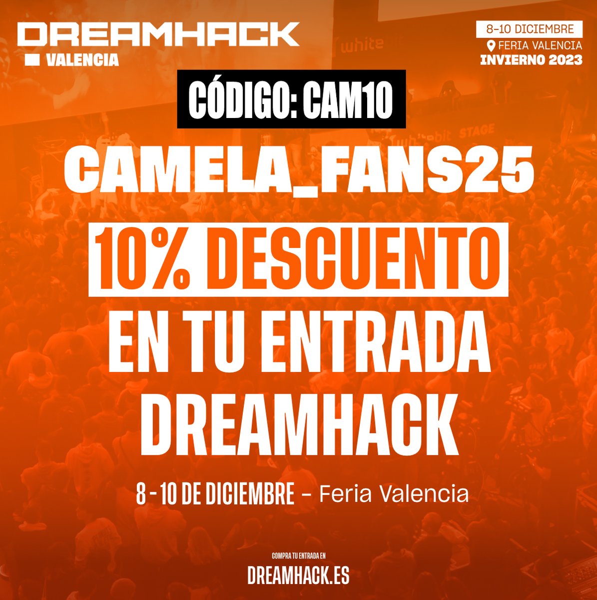 CFans25's tweet photo. 🏆ESTE AÑO ESTAREMOS EN DREAMHACK VALENCIA (como creador de contenido)🏆

Podremos conocernos😎

DÍAS 8, 9 Y 10 DE DICIEMBRE 🎅

💸USA EL CÓDIGO "CAM10" PARA BENEFICIARTE DE UN 10% DE DESCUENTO EN TU ENTRADA💸

Entradas en https://t.co/7FOIRx4BDS

#Valencia #videojuegos #dhvlc https://t.co/FhoP1u4olp