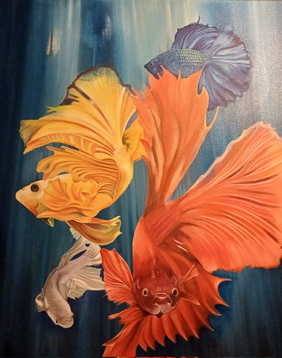 sulber72's tweet photo. siamese fighting fishes on progress...
#siamesfight #fish #fishing #oilpainting  #canvas  #underwaterart #animalart https://t.co/QSdTlMuXkn
