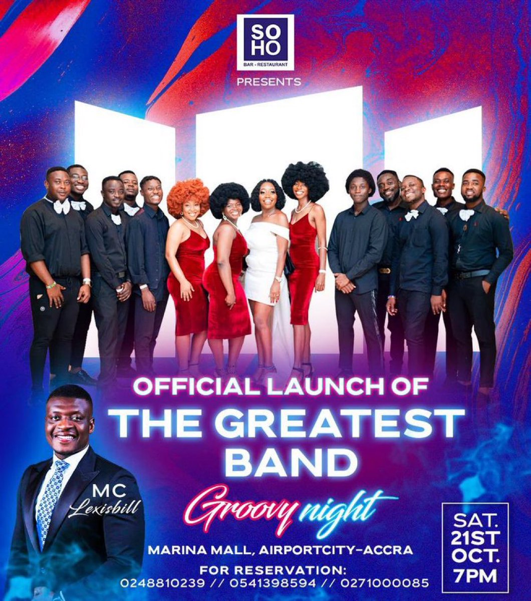 _MukadasMaestro's tweet photo. Move to @Sohorestaurant_ now as “THE GREATEST BAND” gets launched tonight with MC LexisBill. 
#SOHOWeekend 🔥🔥🔥 https://t.co/4MfeqTbG9v