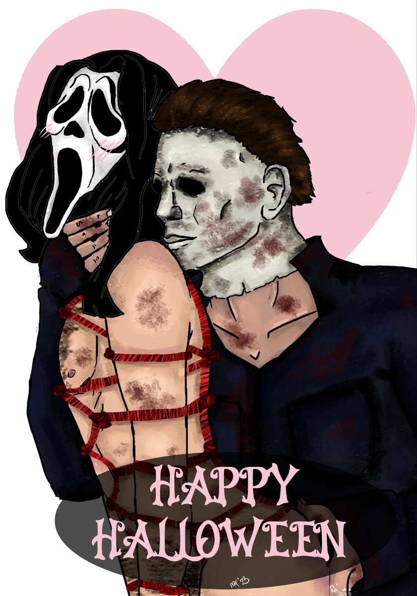 ShepardVakerian's tweet photo. I play too much #dbd and ship these 2 way to hard that I just to draw them being naughty 😜 🔪🎃🩷 #Ghostface #MichaelMyers #nsfw #commissionsopen #digitalart #Halloween #scream https://t.co/XMG9VvOyLl