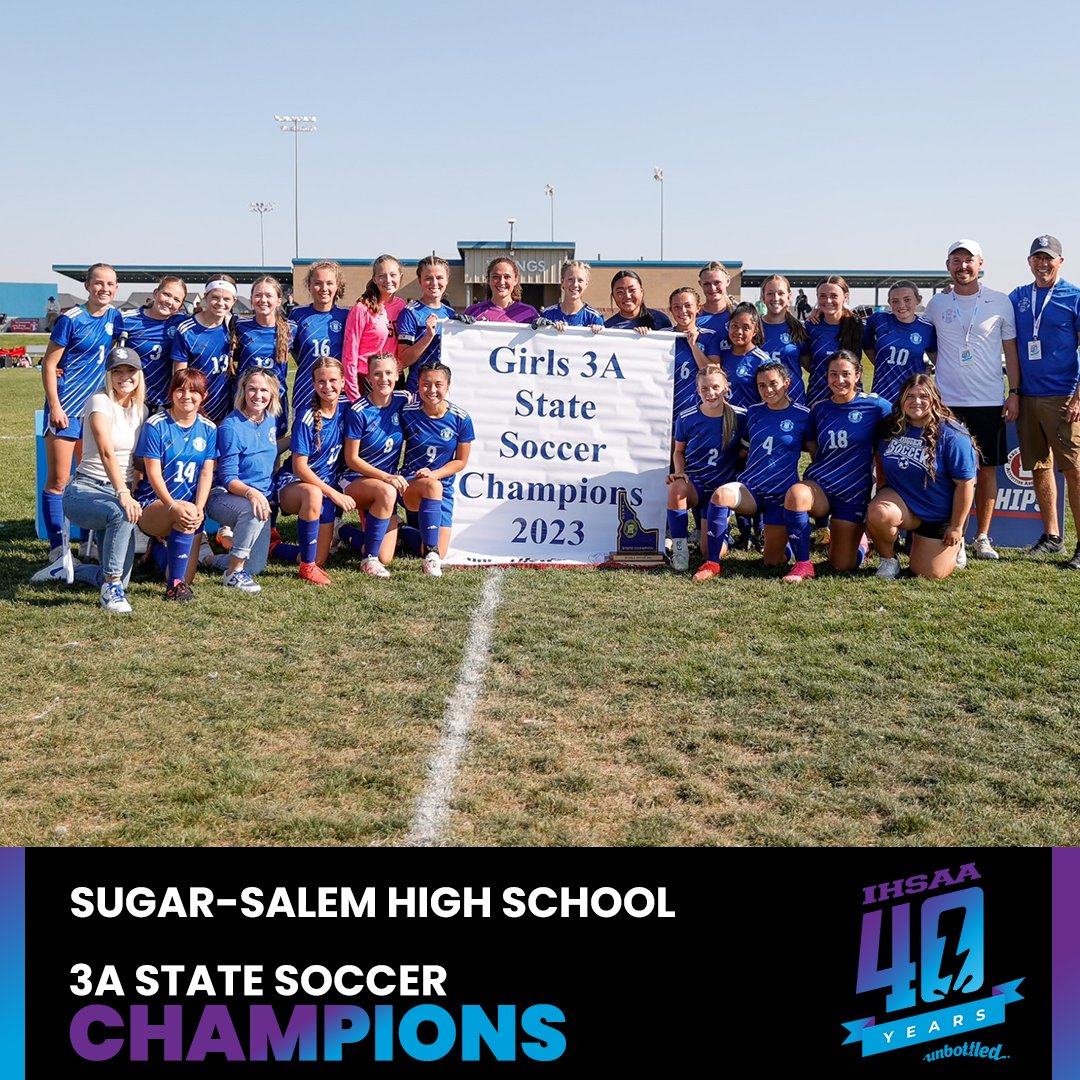 IDHSAA's tweet photo. Congratulations to the Sugar-Salem High School Girls Soccer Team on being the 2023 3A State Soccer Champions! https://t.co/DnMlK0Sy1r