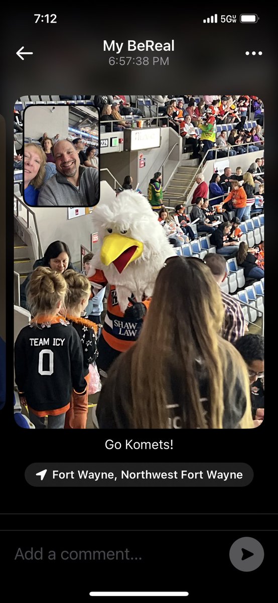 gregbyman's tweet photo. @FWKomets being real at the Komets home opener! https://t.co/T87U59HlIY