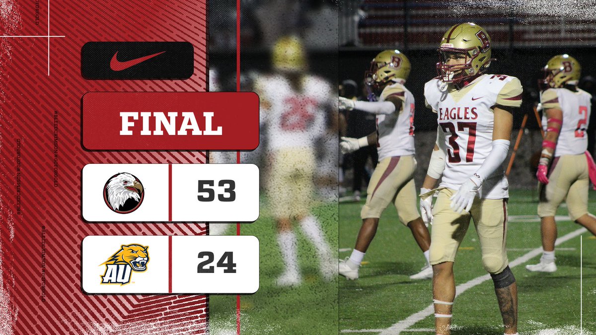 BCAthletics's tweet photo. Put another one in the win column

@BH2OFootball moves past Averett, 54-23 #BleedCrimson #GoForGold #d3fb 

🔗 https://t.co/QOm8VMpeBo https://t.co/KllmWTcxhD