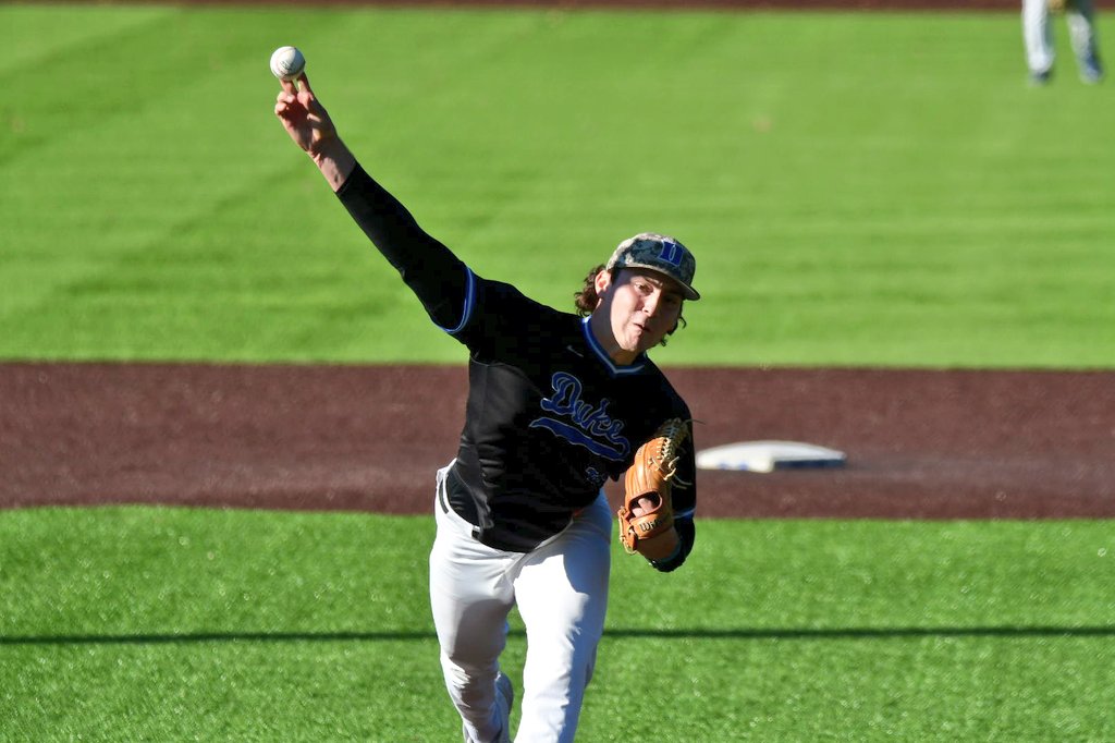 Aaron Fitt (@aaronfitt) on Twitter photo Well here's a pretty obvious sophomore breakout pick to click: <a href="/DukeBASE/">Duke Baseball</a> RHP Aidan Weaver. He has fanned all 6 batters he's faced today, pumping 93-96 T97. Unusual metrics: 7 feet of extension, very low spin fastball (1600-1900 rpm) combined with very high IVB (up to 22 inches). Well here's a pretty obvious sophomore breakout pick to click: <a href="/DukeBASE/">Duke Baseball</a> RHP Aidan Weaver. He has fanned all 6 batters he's faced today, pumping 93-96 T97. Unusual metrics: 7 feet of extension, very low spin fastball (1600-1900 rpm) combined with very high IVB (up to 22 inches).