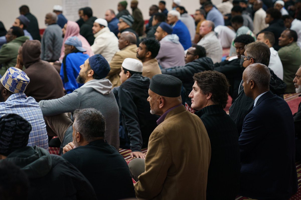 JustinTrudeau's tweet photo. As members of the Palestinian, Arab, and Black Muslim communities gathered for prayer yesterday, I wanted them to know this: We know you’re worried and hurting. We’re here for you. We will not stop advocating for civilians to be protected and for international law to be upheld. https://t.co/El6KLO2CRw